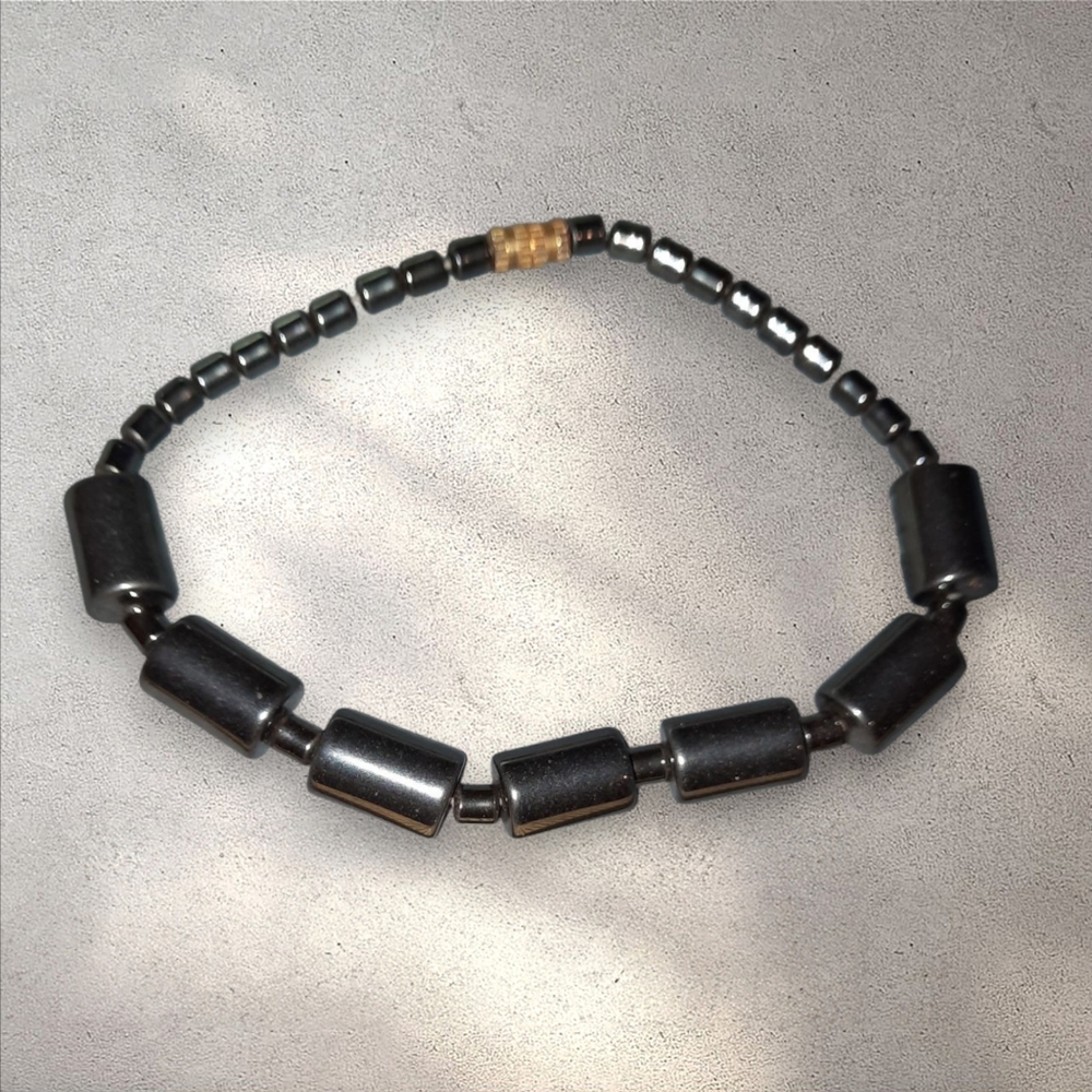 Womens Hematite 9in Anklet Or Large Bracelet Barrel Clasp